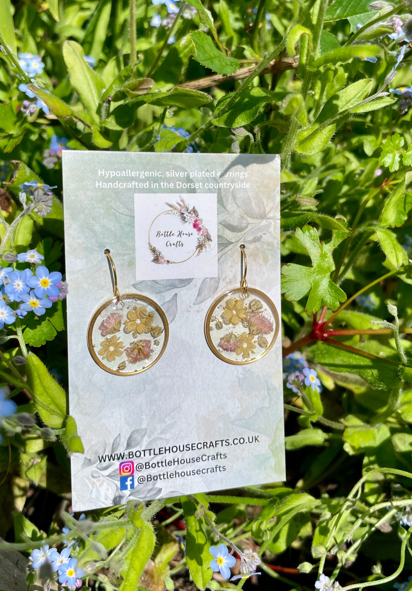 Midi circle floral earrings