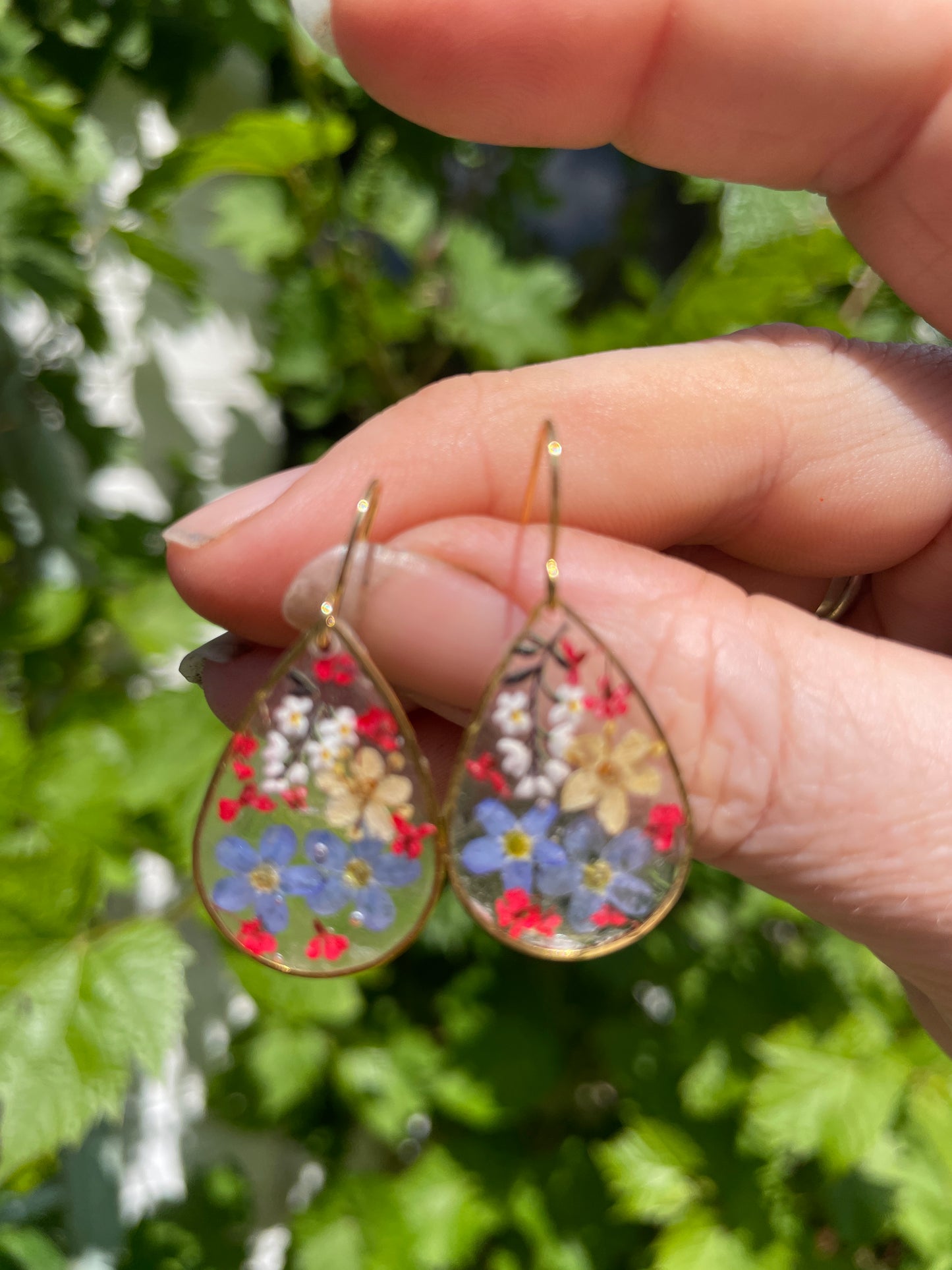 Multi floral tear drop earrings
