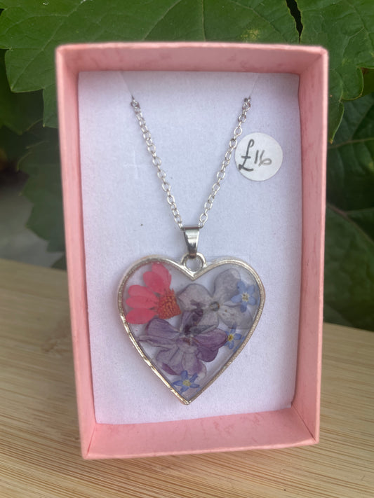Lilacs heart necklace