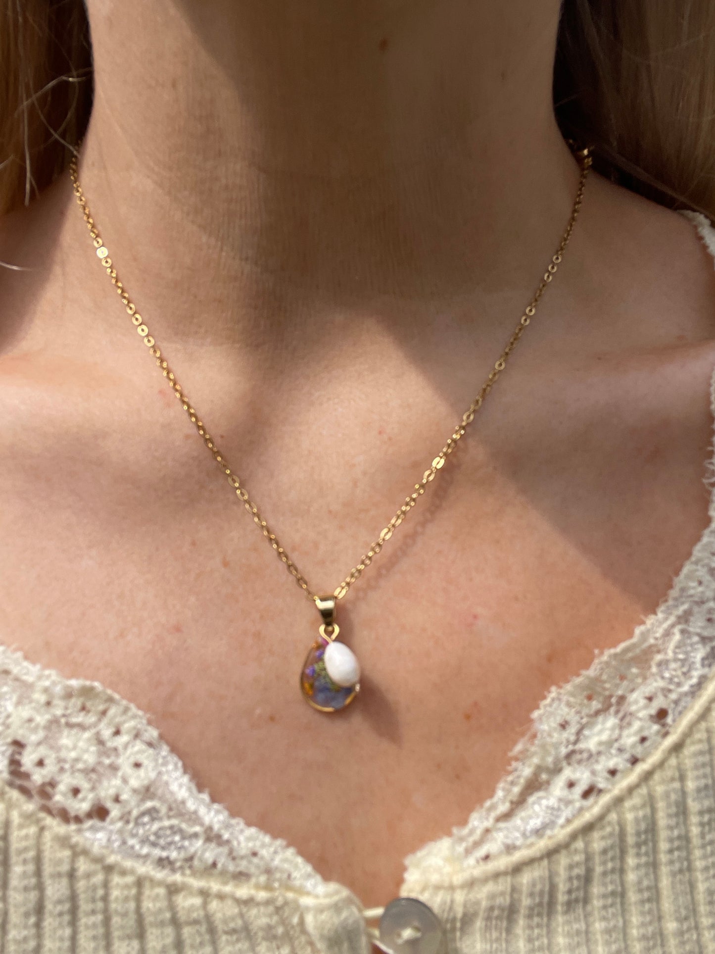 Tiny tear garden necklace