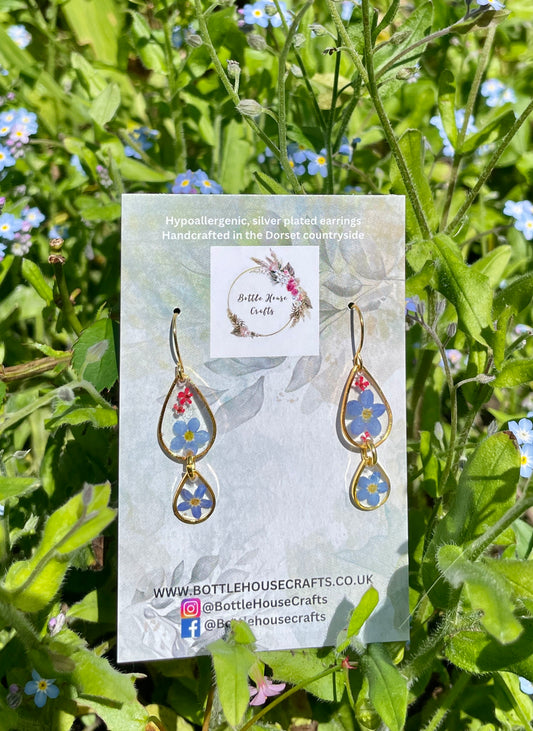 Forget me not double tear earrings