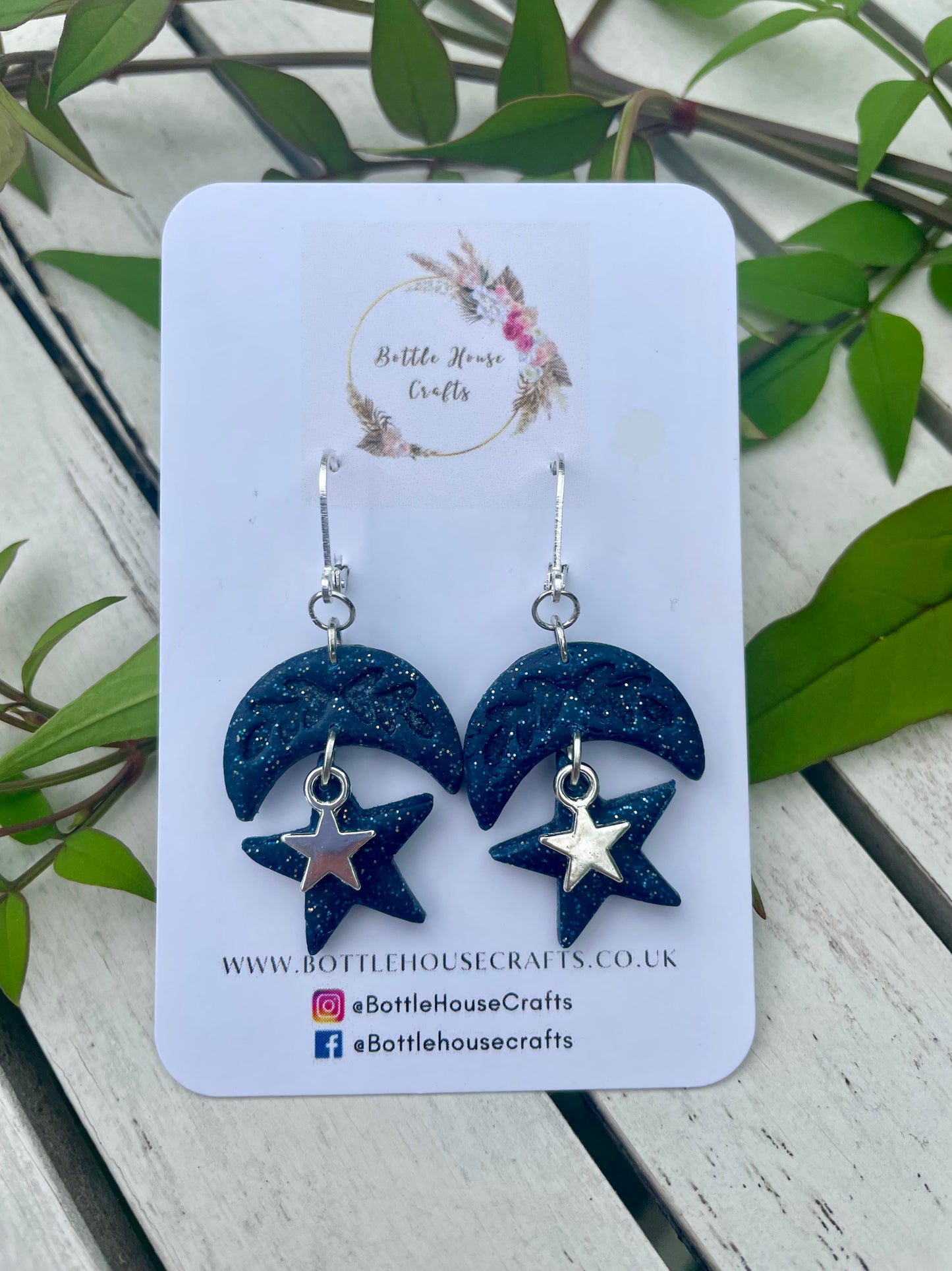 Moon and Star drop earrings