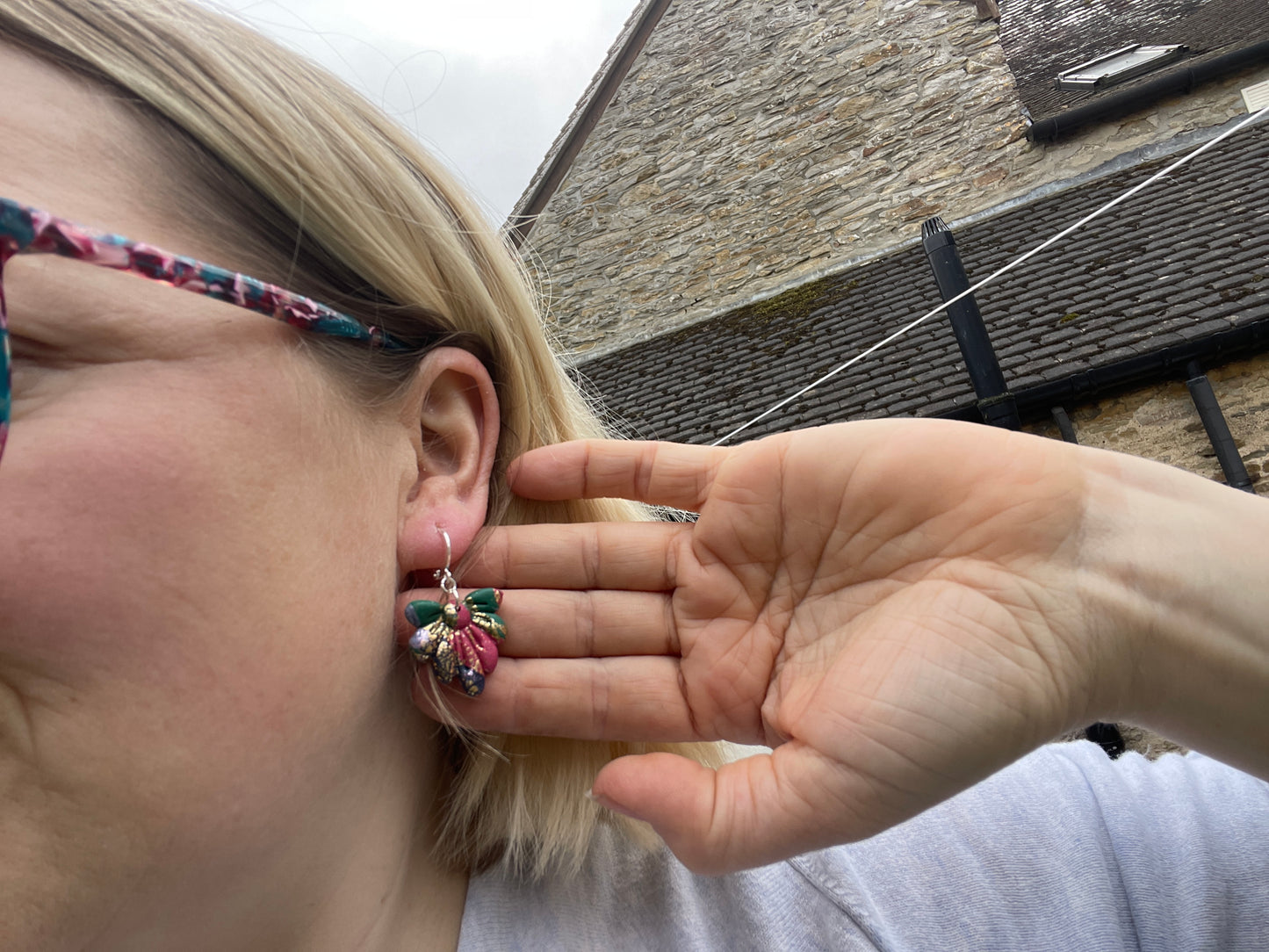 Multi shimmer hugger earrings