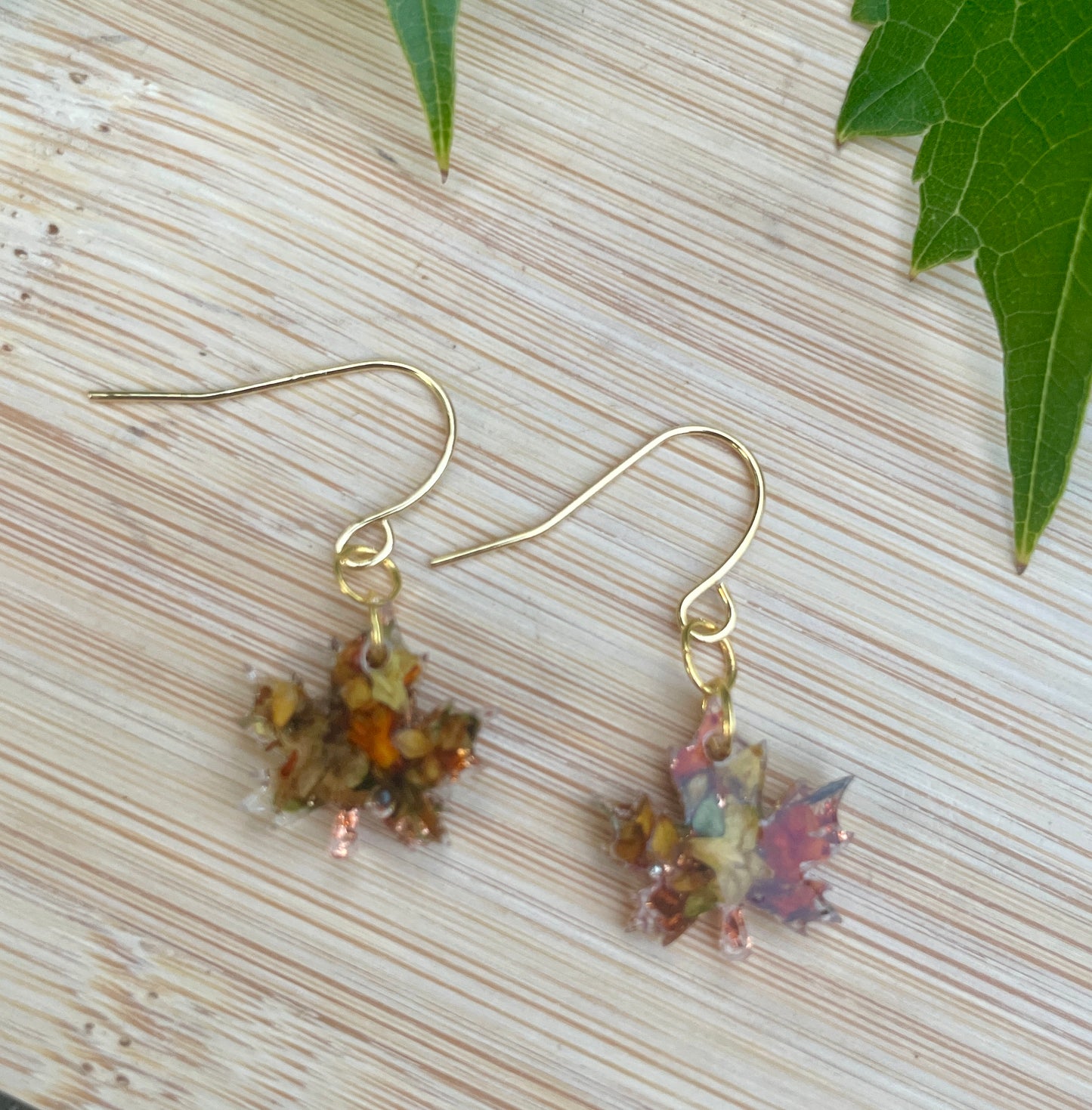 Tiny maple leaf earrings