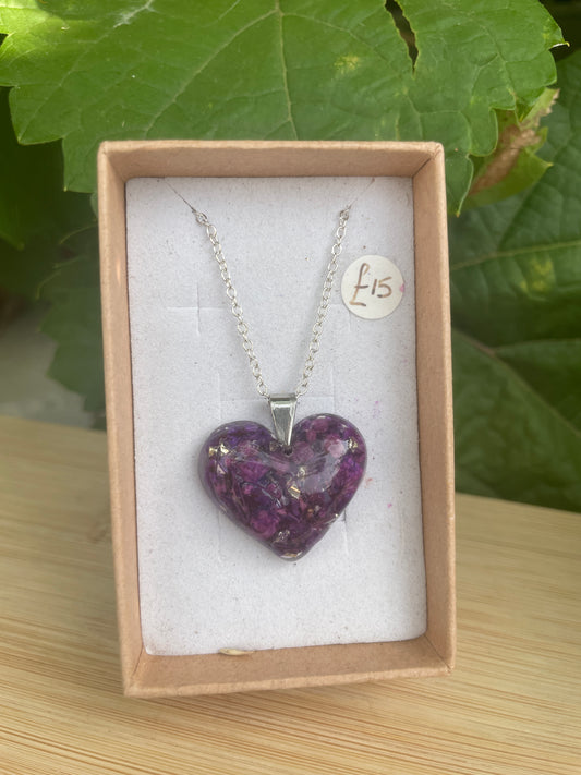 Deep purple small heart necklace
