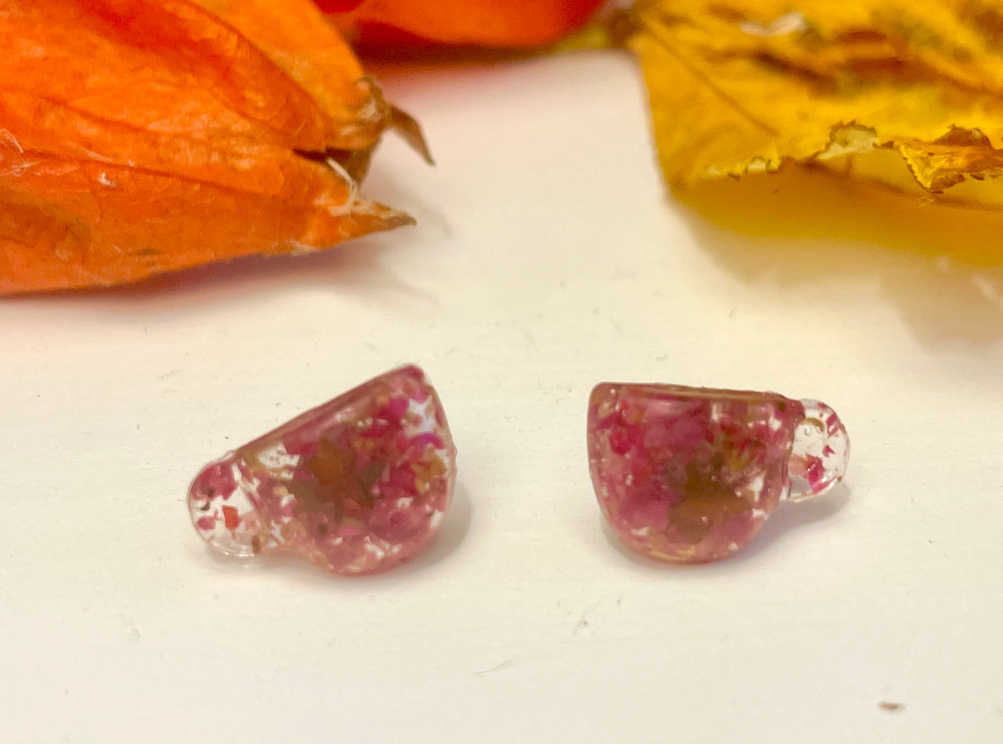 Tiny cup autumn rose studs