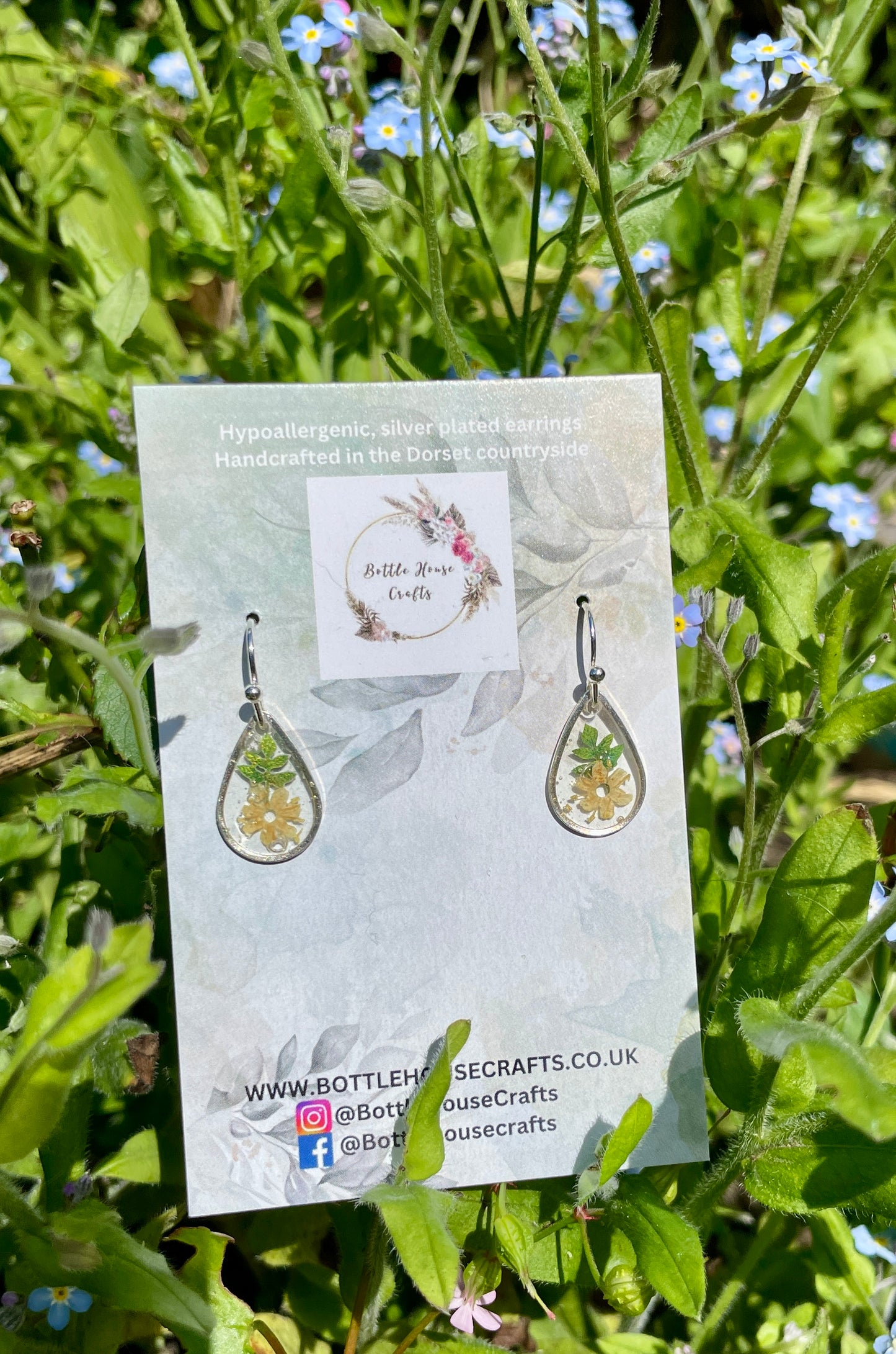 Elderflower tear drop earrings