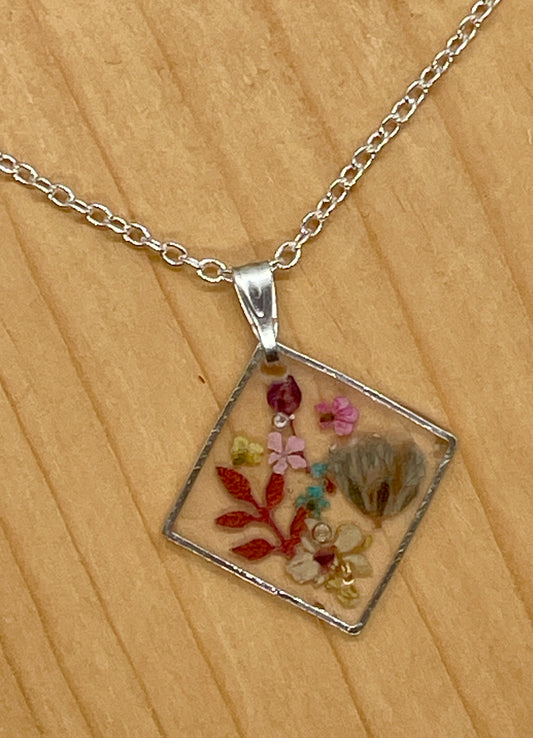Colourful garden square necklace