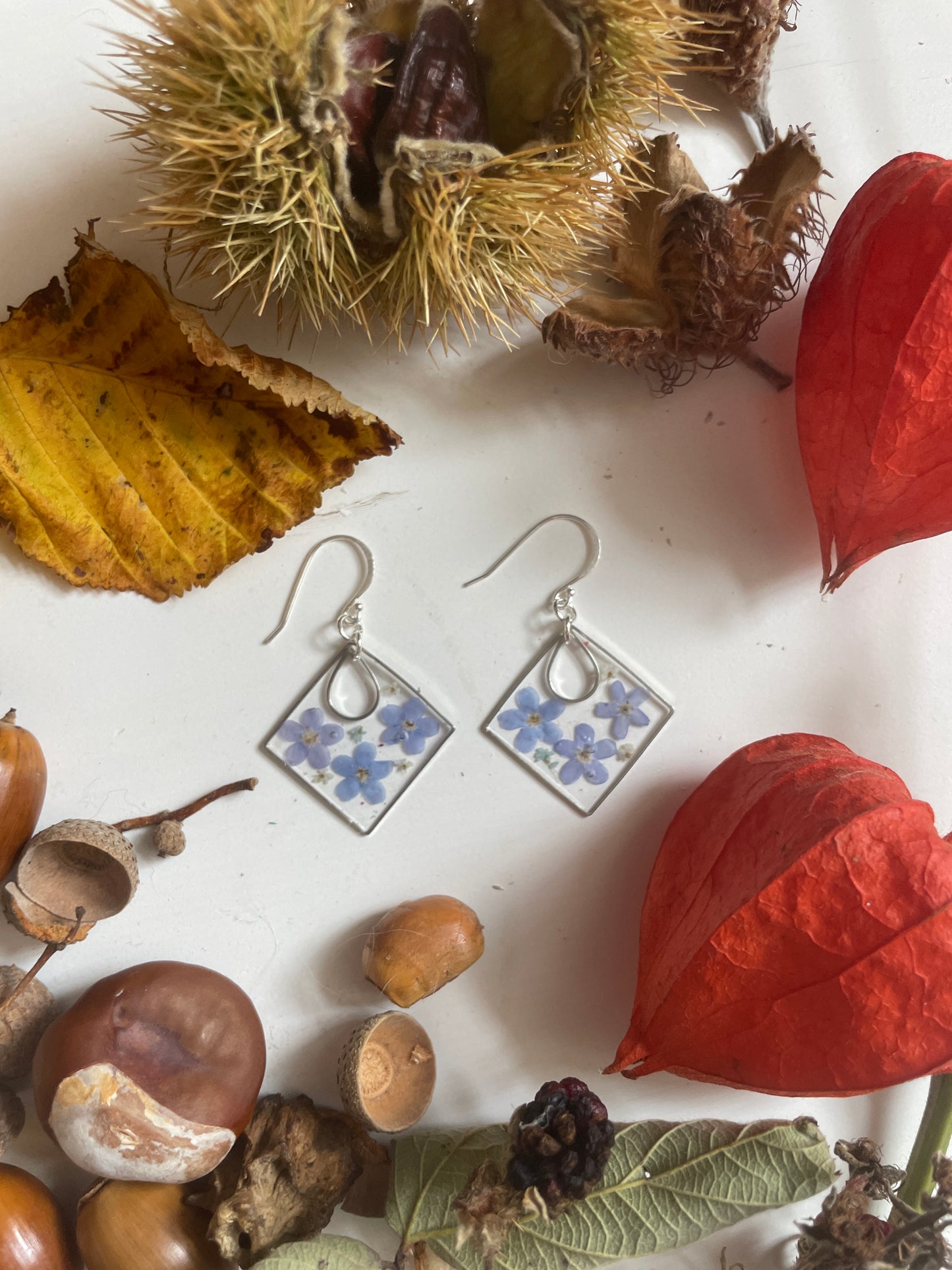 Forget me not square dangles