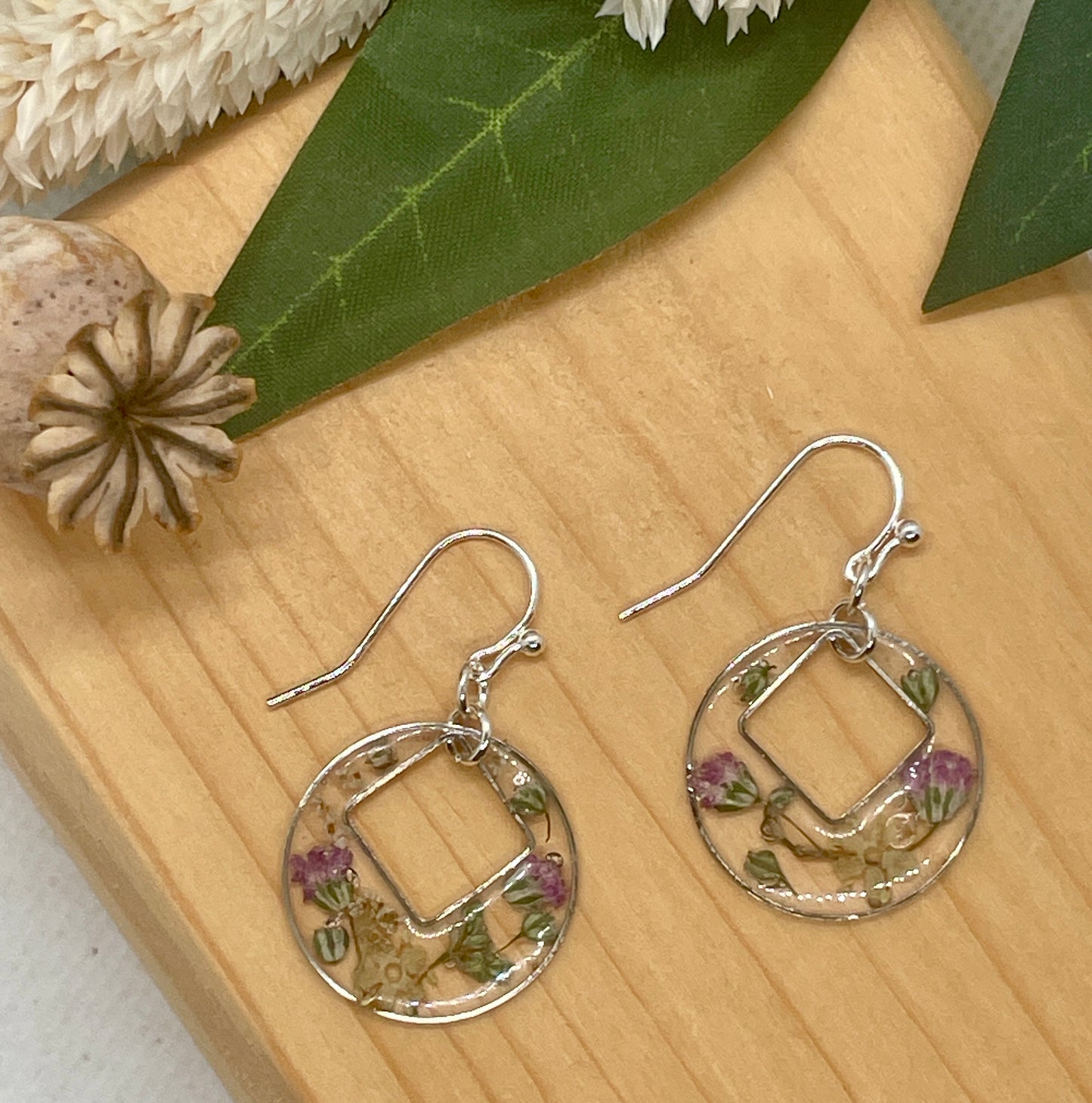 Elderflower and gypsophila circle dangles