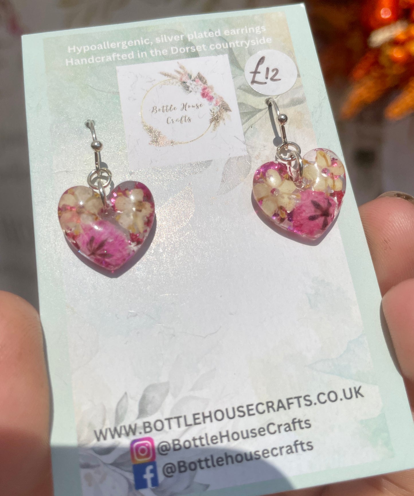 Small pink heart earrings