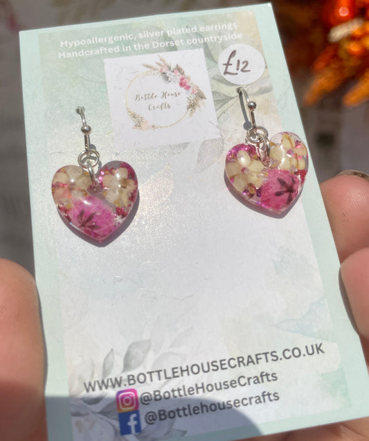 Small pink heart earrings