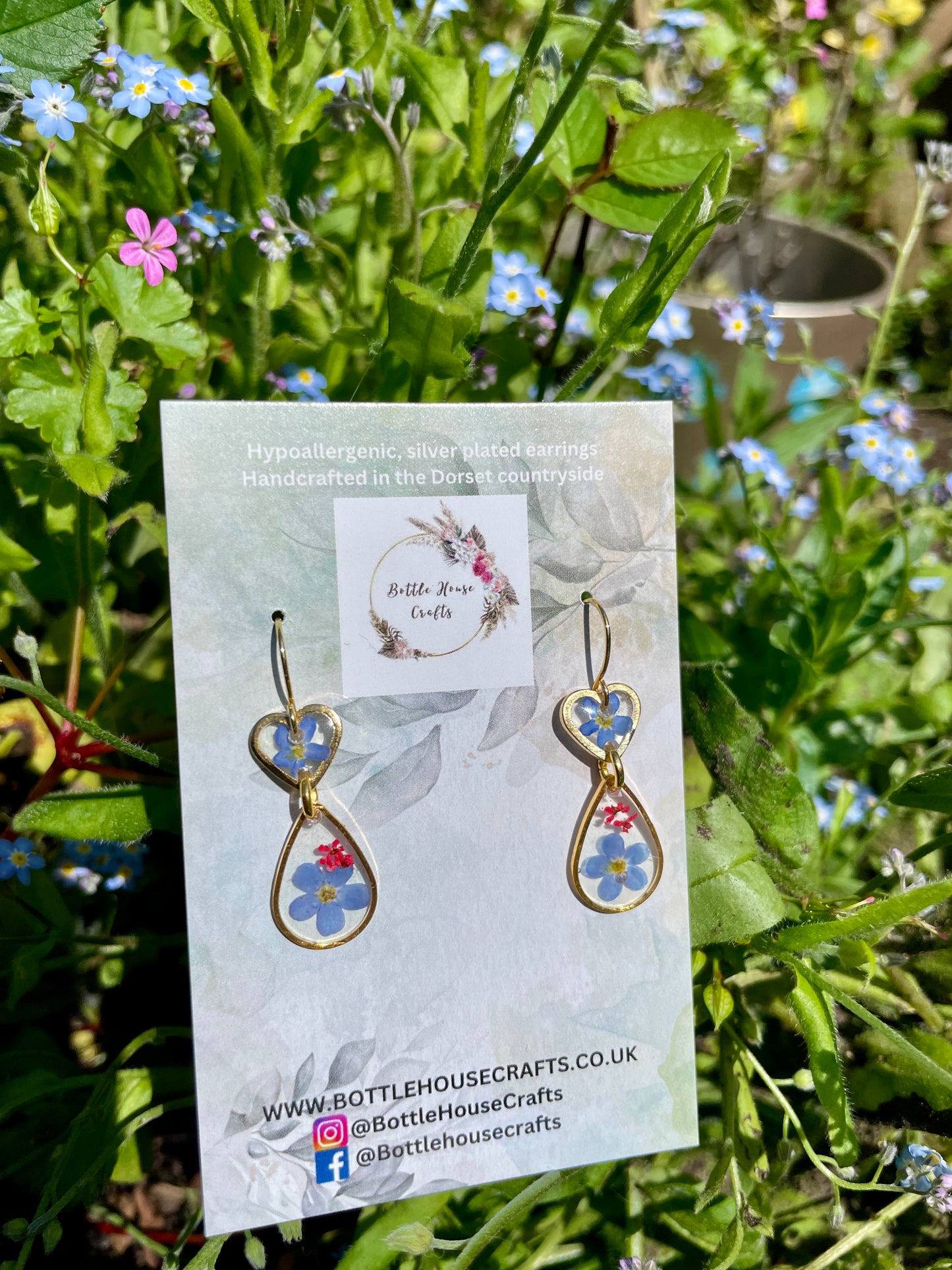 Forget me not double tear earrings
