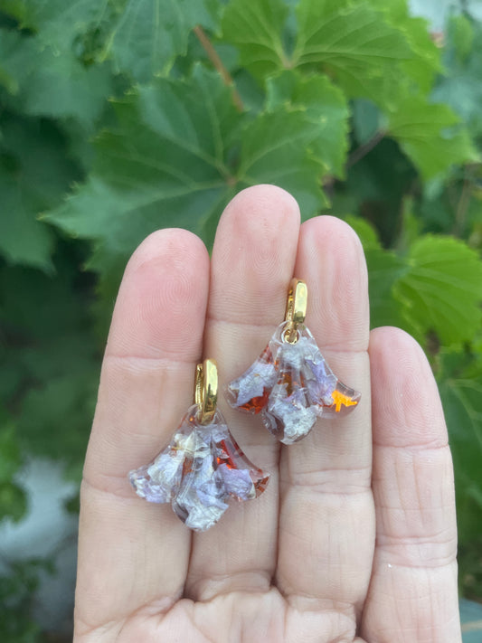 Hydrangea bell drop earrings