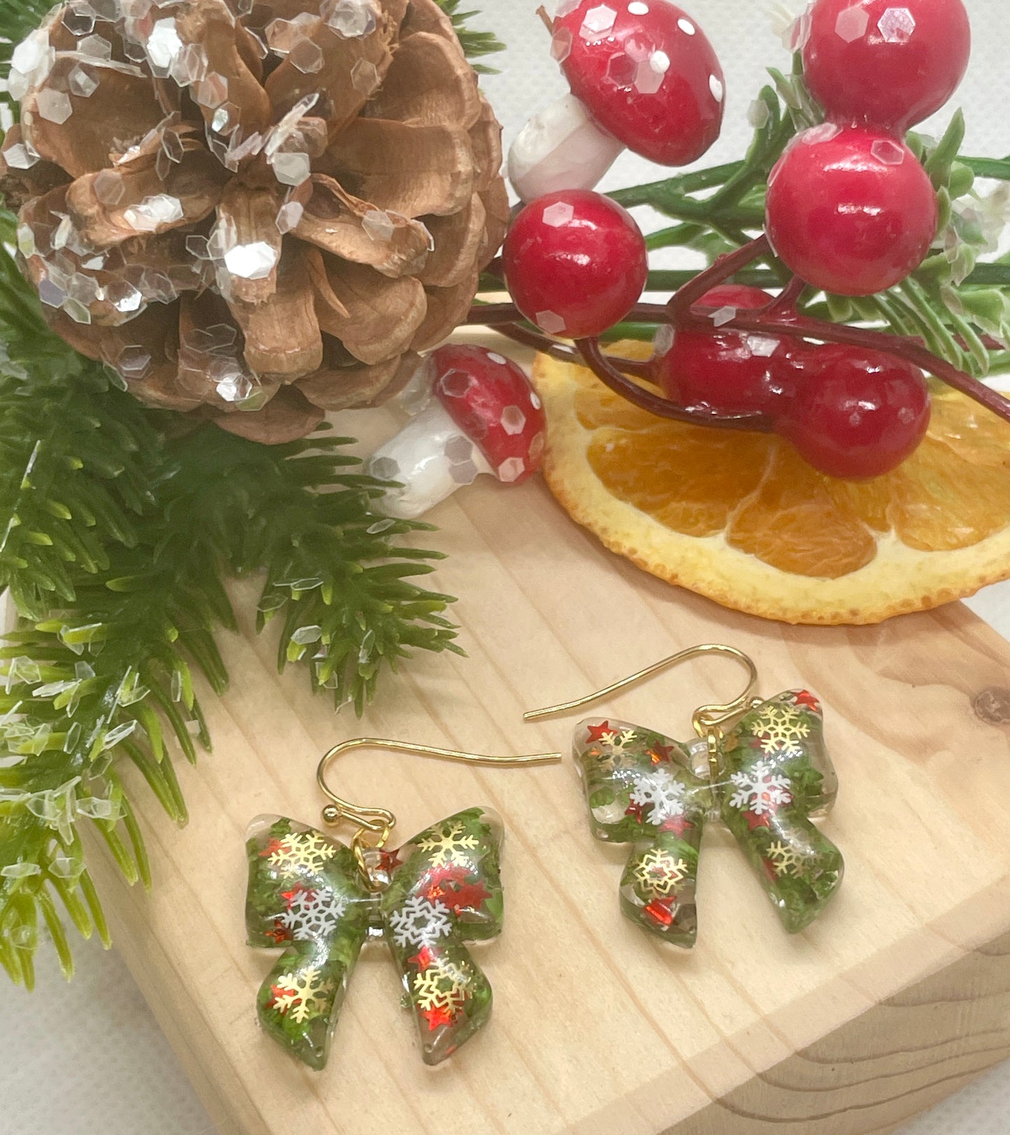 Christmas bow earrings