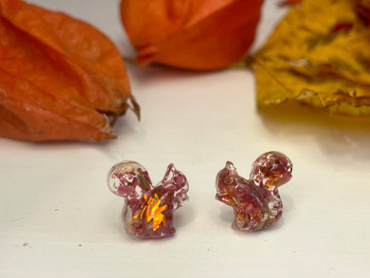 Squirrel autumn rose studs