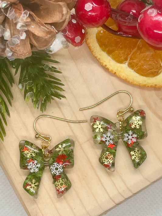 Christmas bow earrings