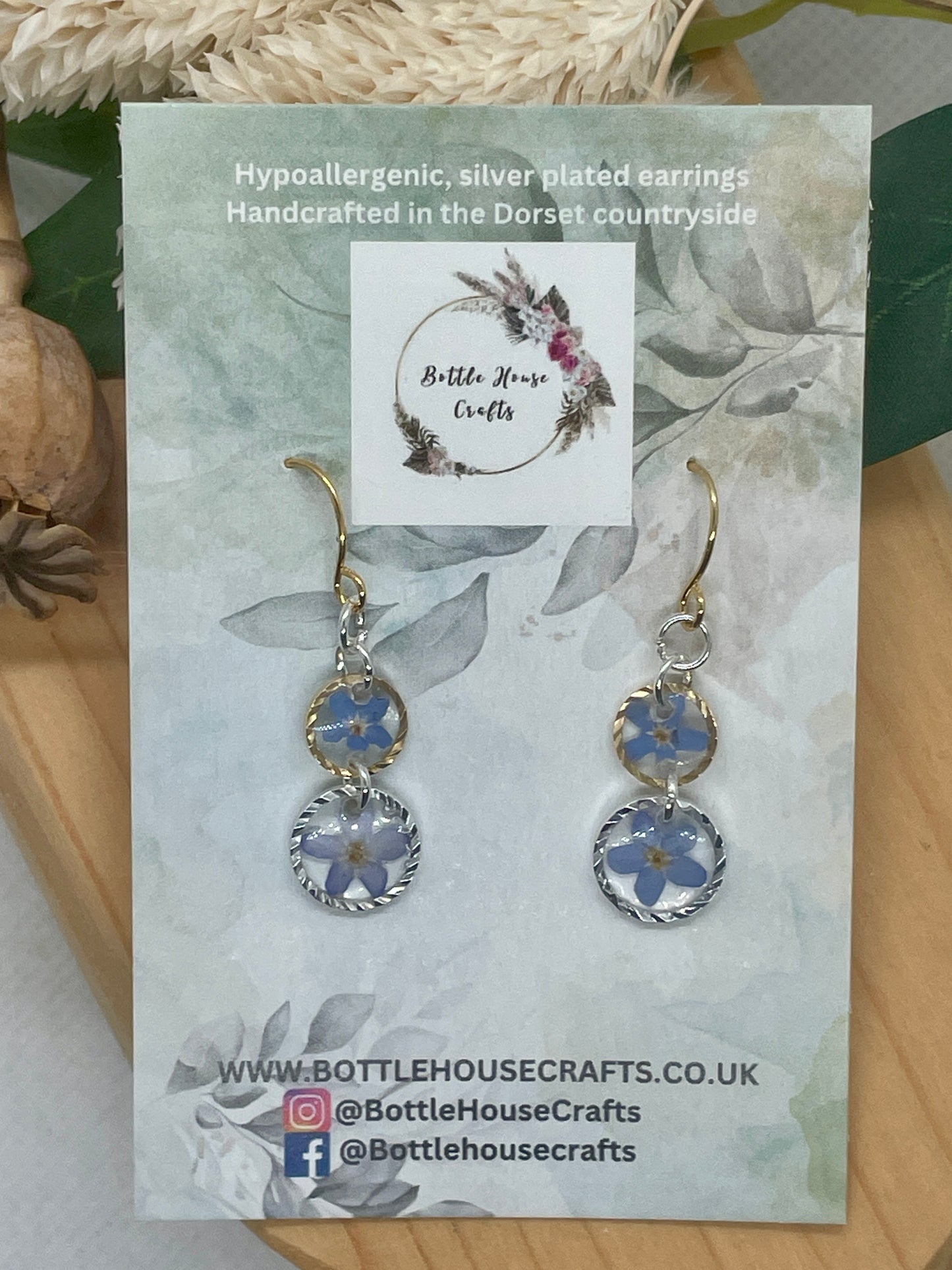 Gold and silver forget me not double drops