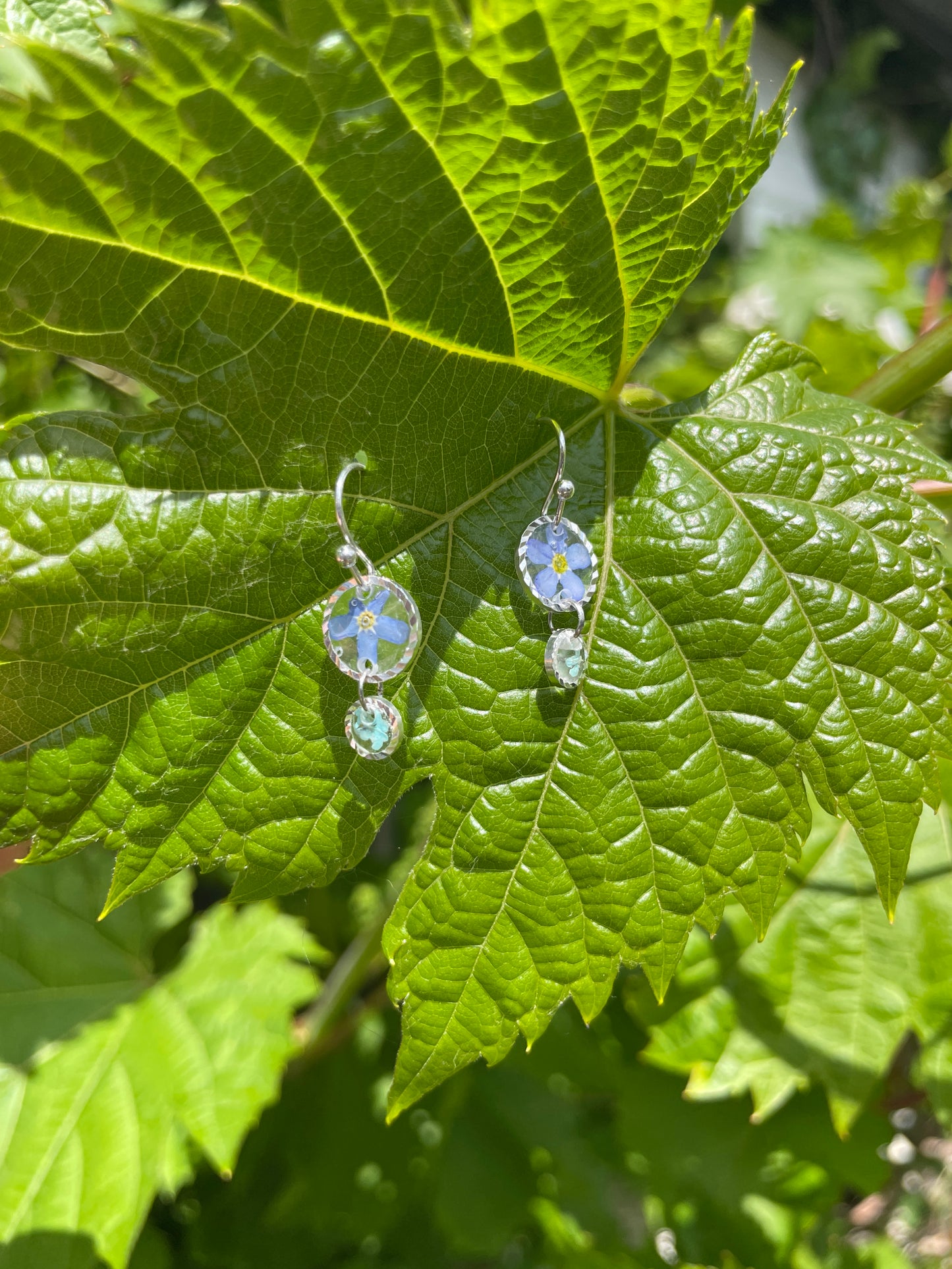 Mini silver forget me not double drops