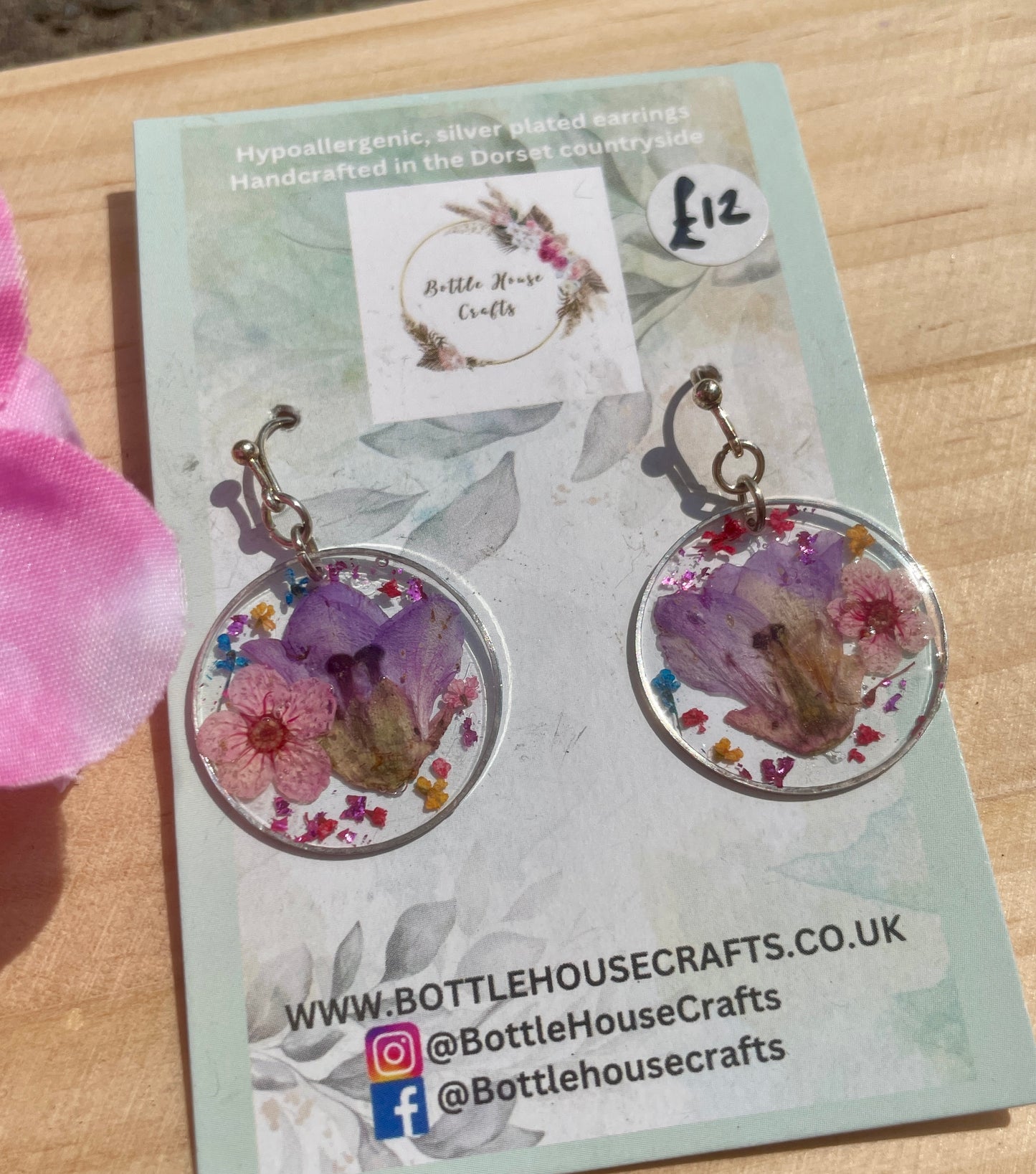 Bright floral circle earrings