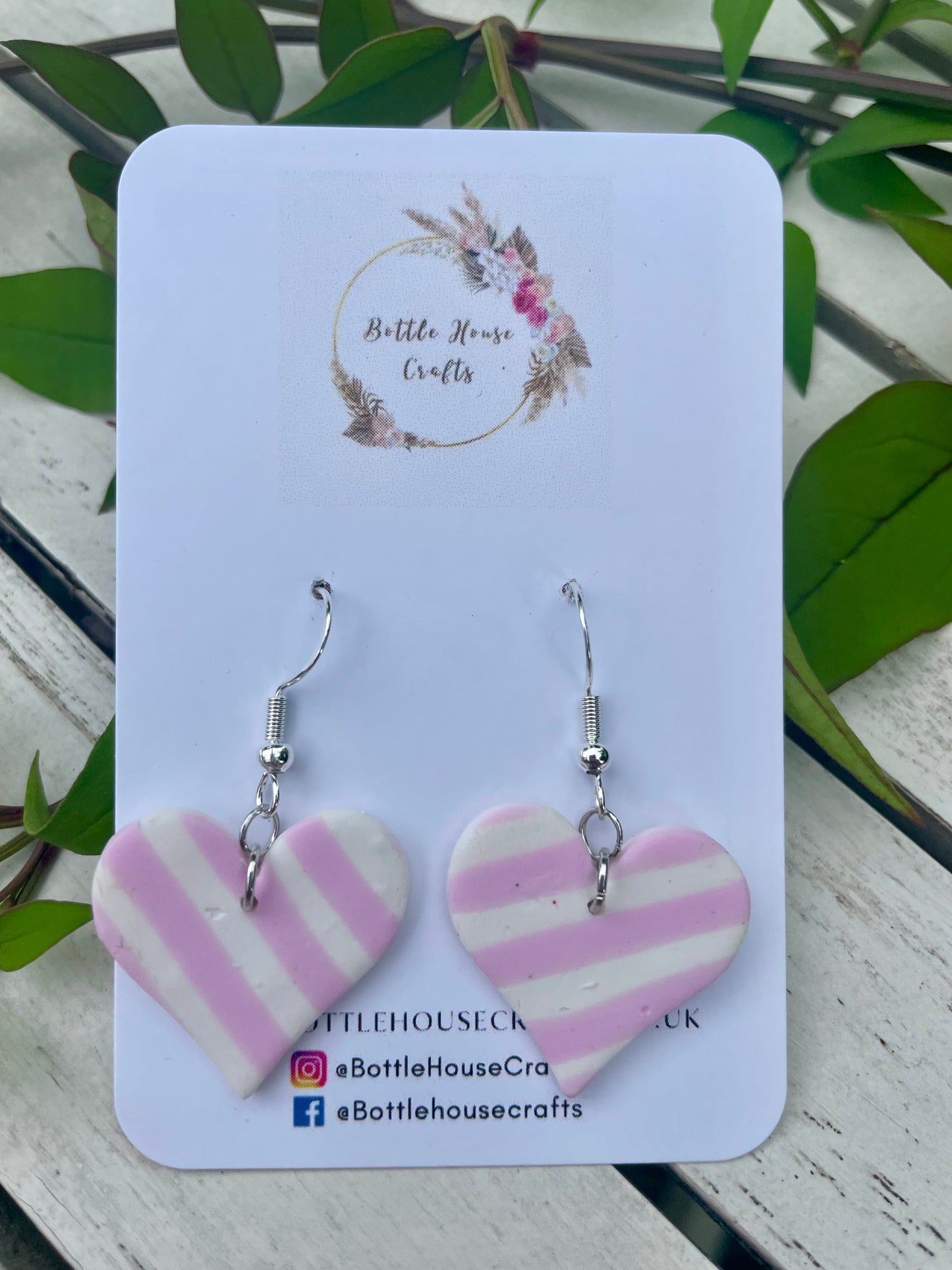 Pink and white heart dangles