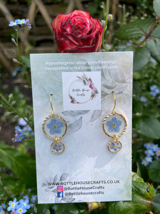 Forget me not double drop earrings