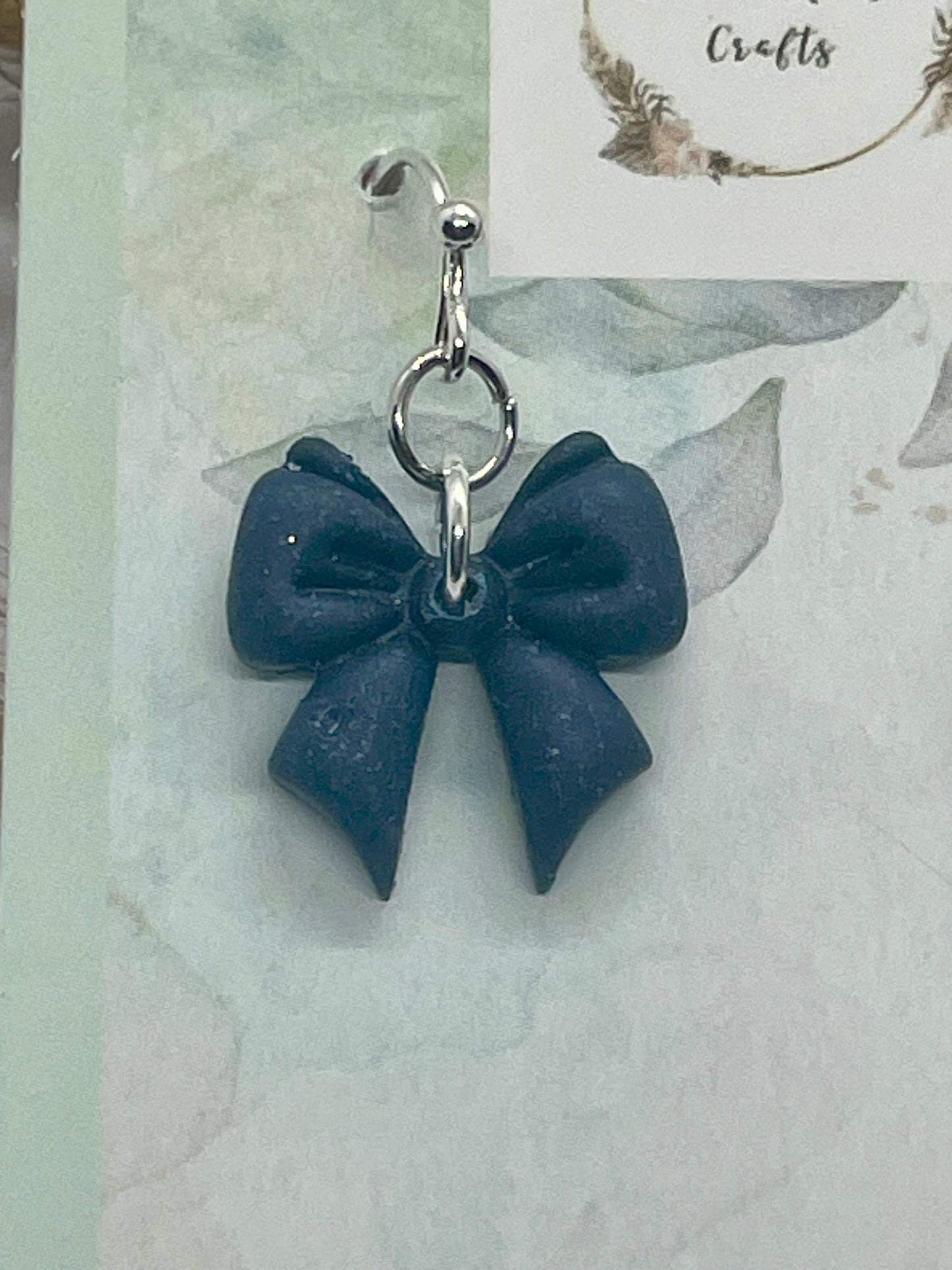 Navy midi winter bow earrings