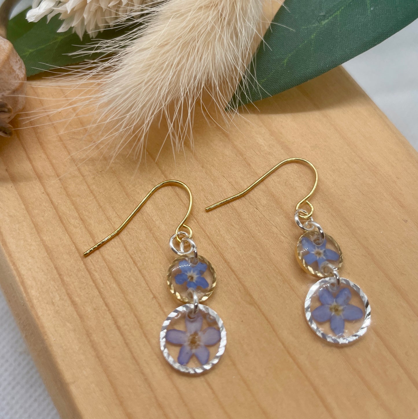 Gold and silver forget me not double drops