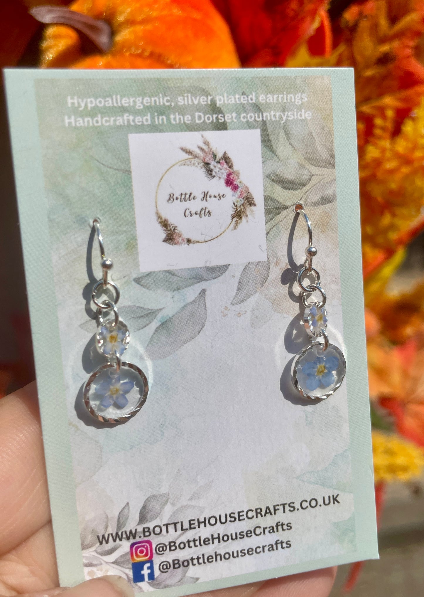 Double drop forget me not earrings