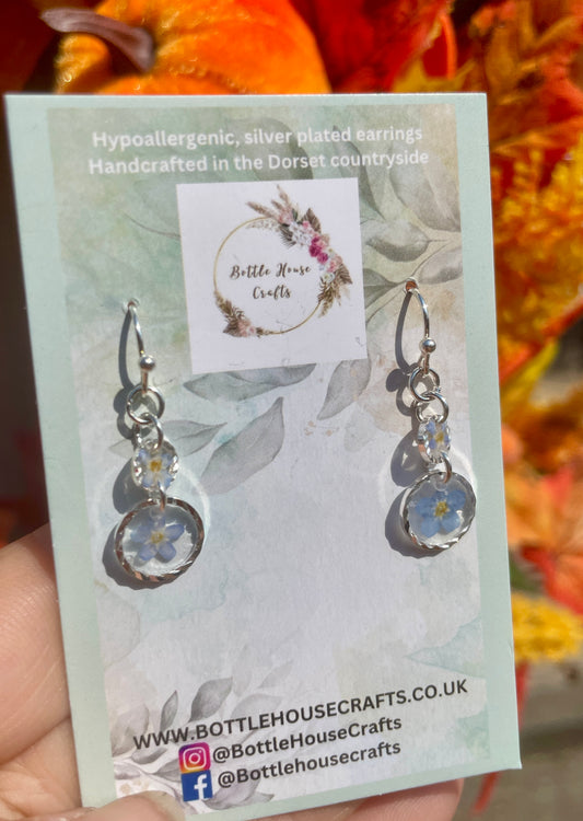Double drop forget me not earrings
