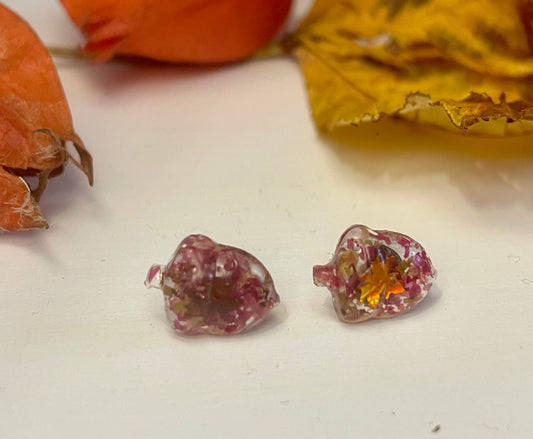 Tiny acorn autumn rose studs