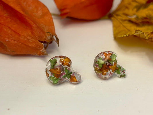 Mushroom autumn leaves studs