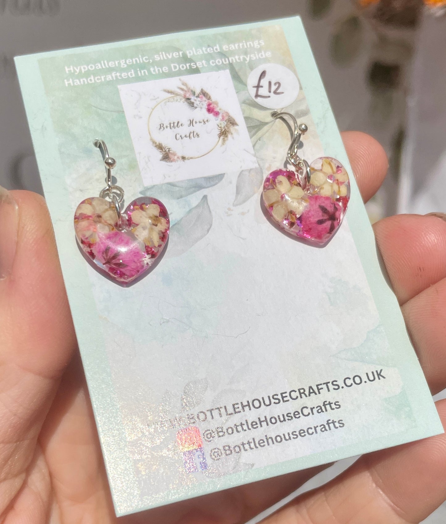 Small pink heart earrings