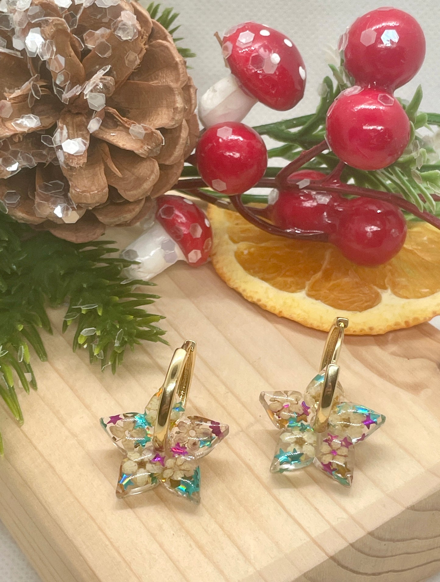 Christmas light star hoop earrings
