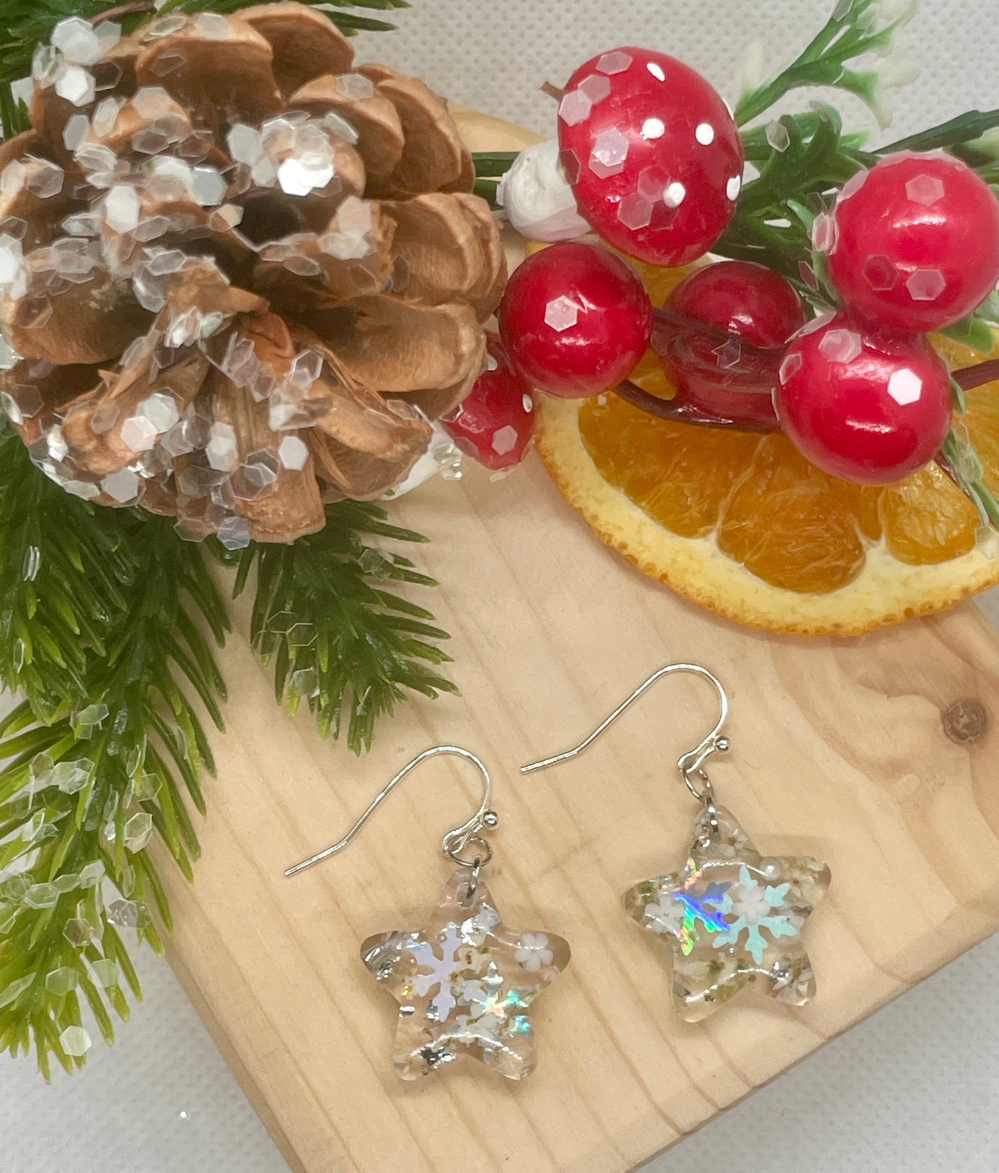 Silver soft star earrings