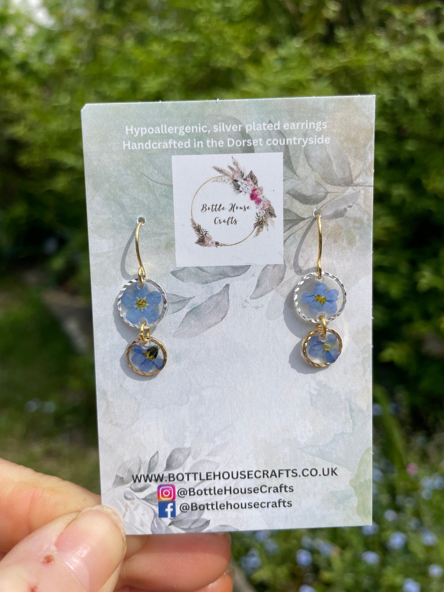 Forget me not double drop mix earrings