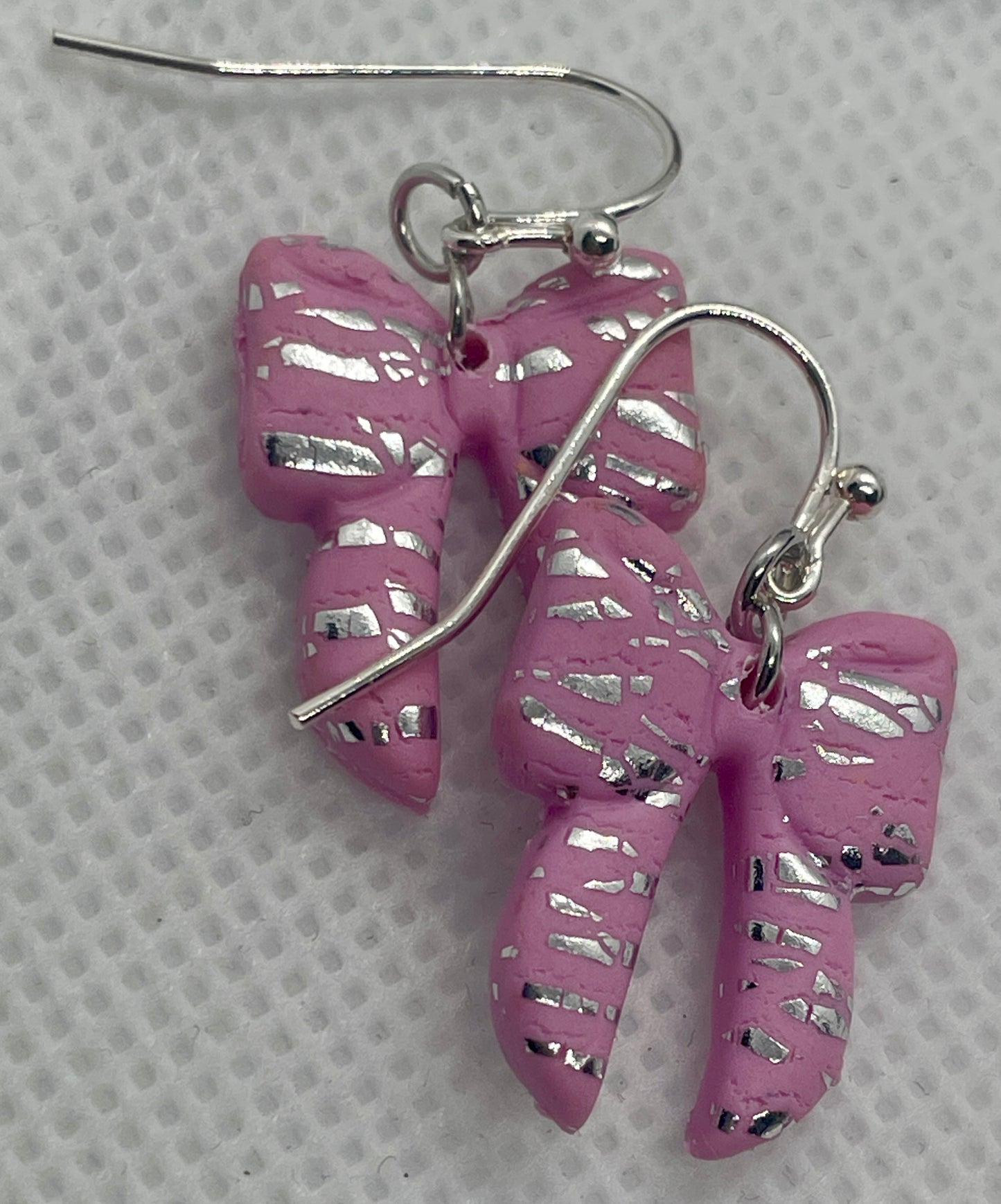 Midi Pink Sparkle Winter Bow Earrings