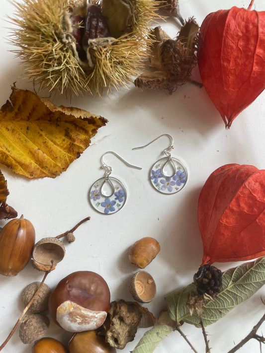 Forget me not circle dangles