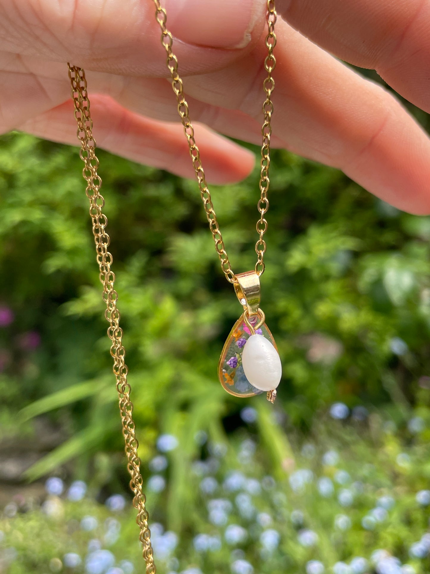 Tiny tear garden necklace