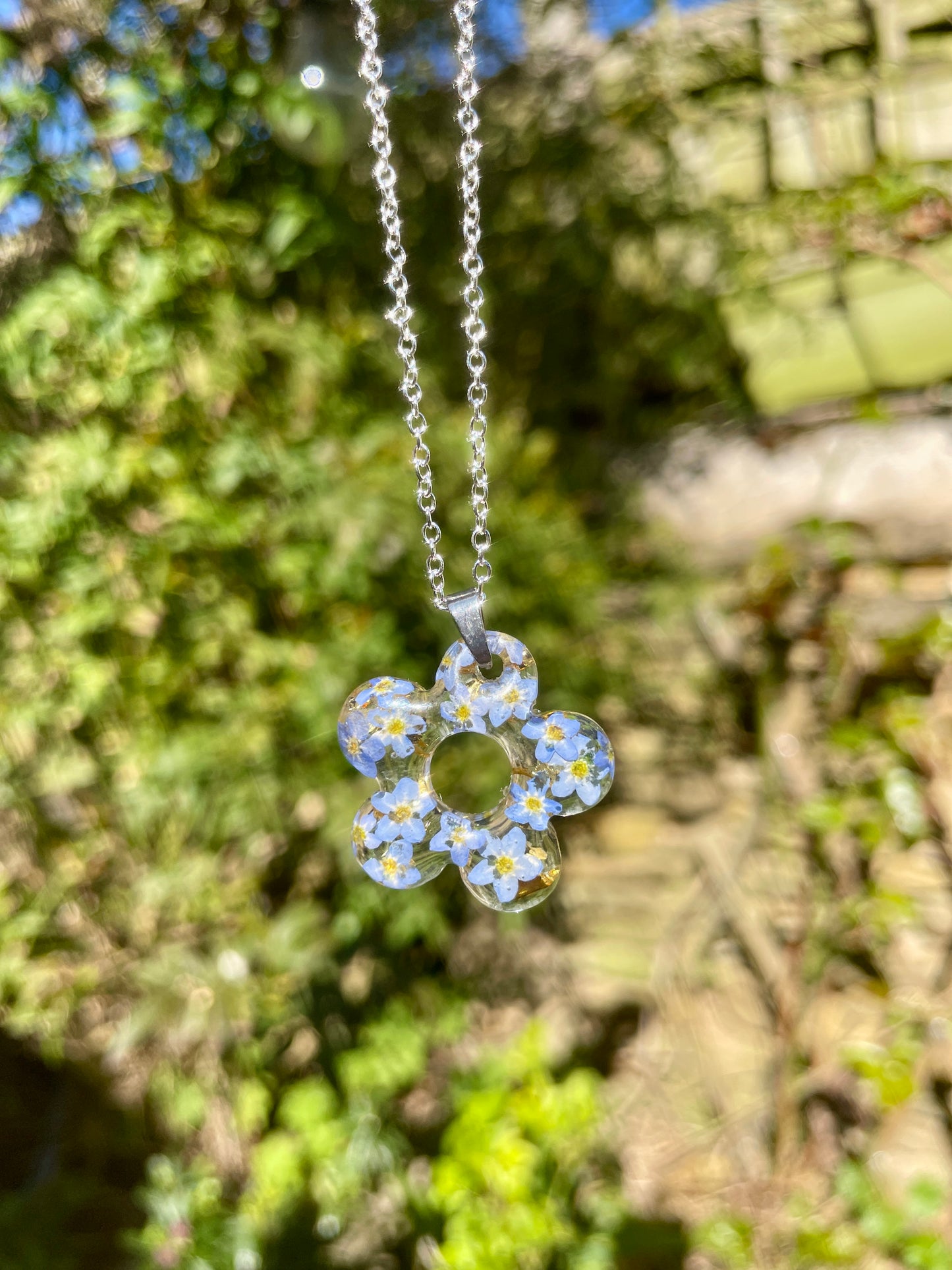 Forget me not flower necklace