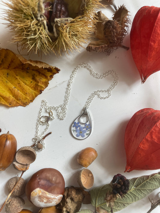 Forget me not teardrop necklace