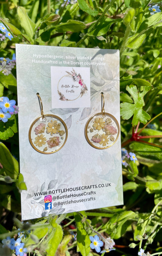 Midi circle floral earrings