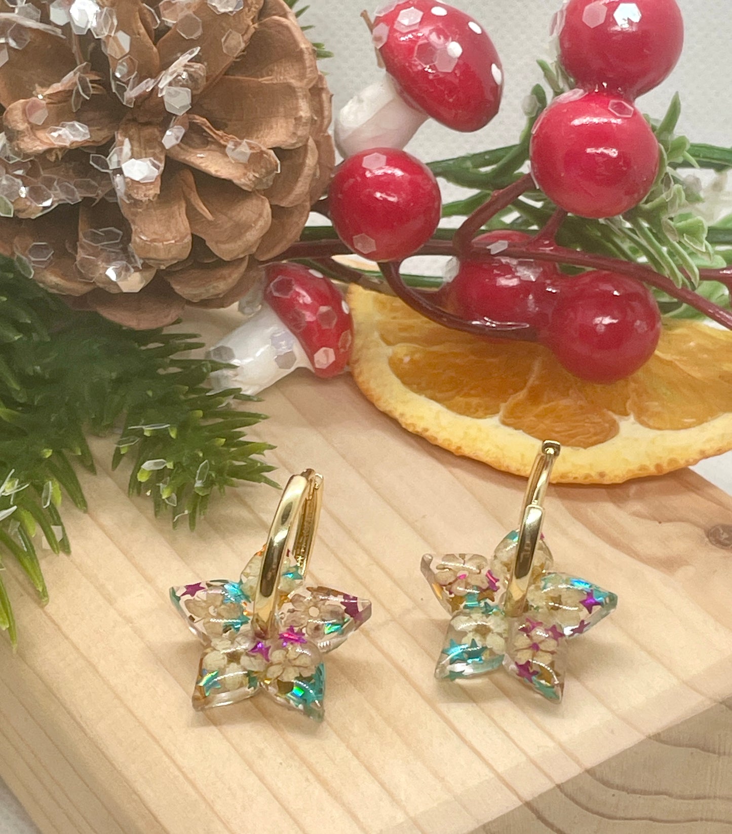 Christmas light star hoop earrings