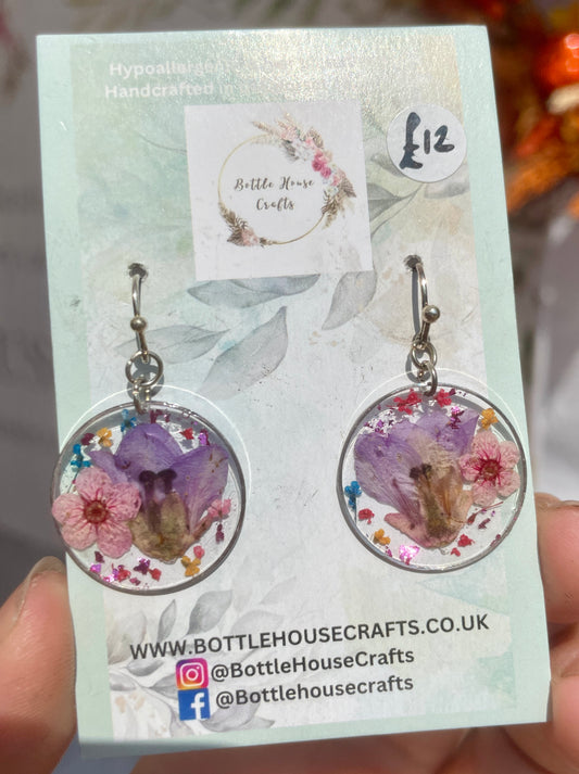 Bright floral circle earrings