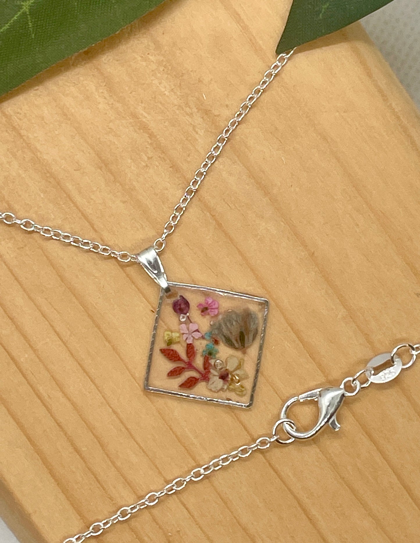 Colourful garden square necklace