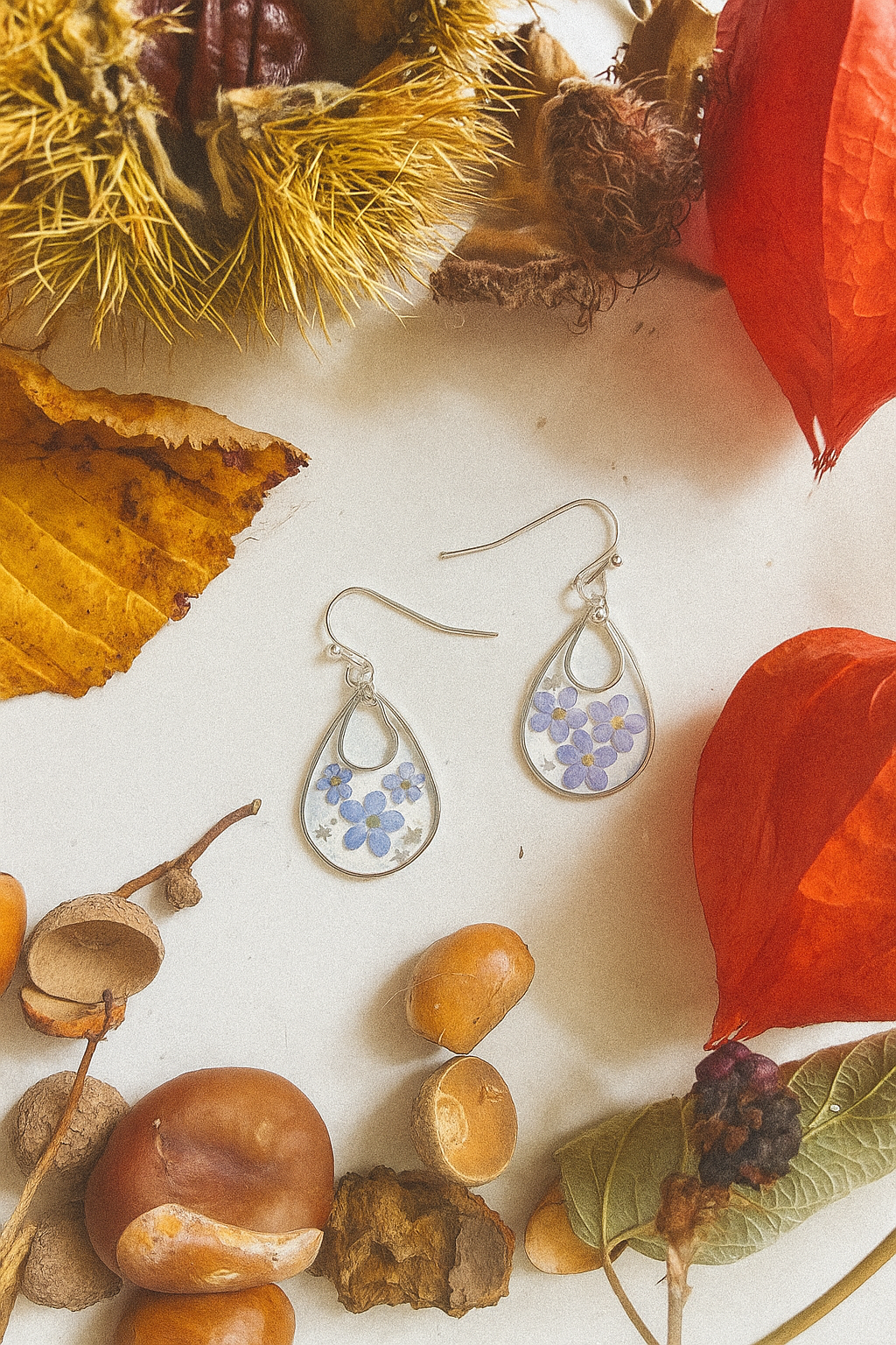 Forget me not teardrop dangles