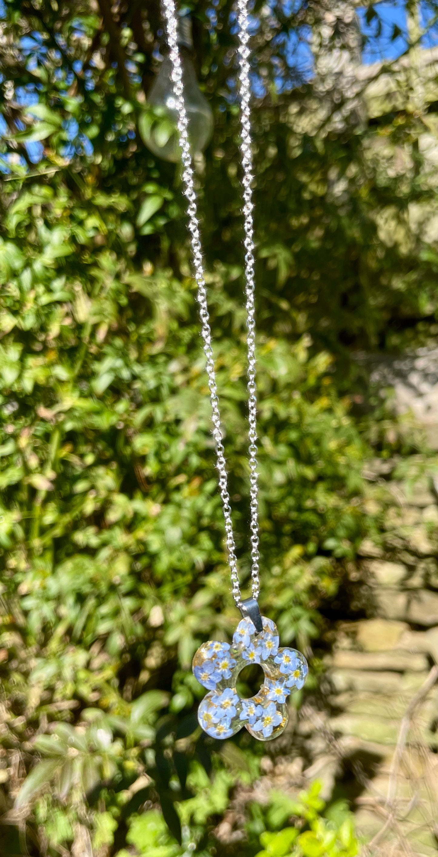 Forget me not flower necklace