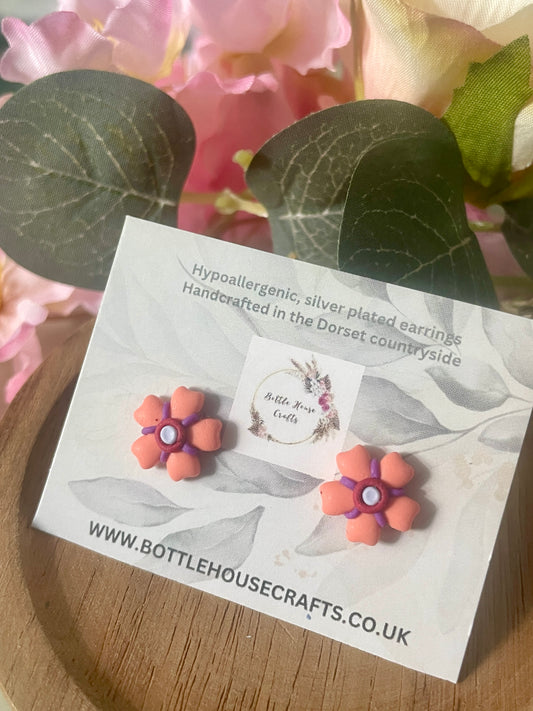 Mini floral studs - corals