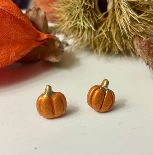 Burnt orange pumpkin studs