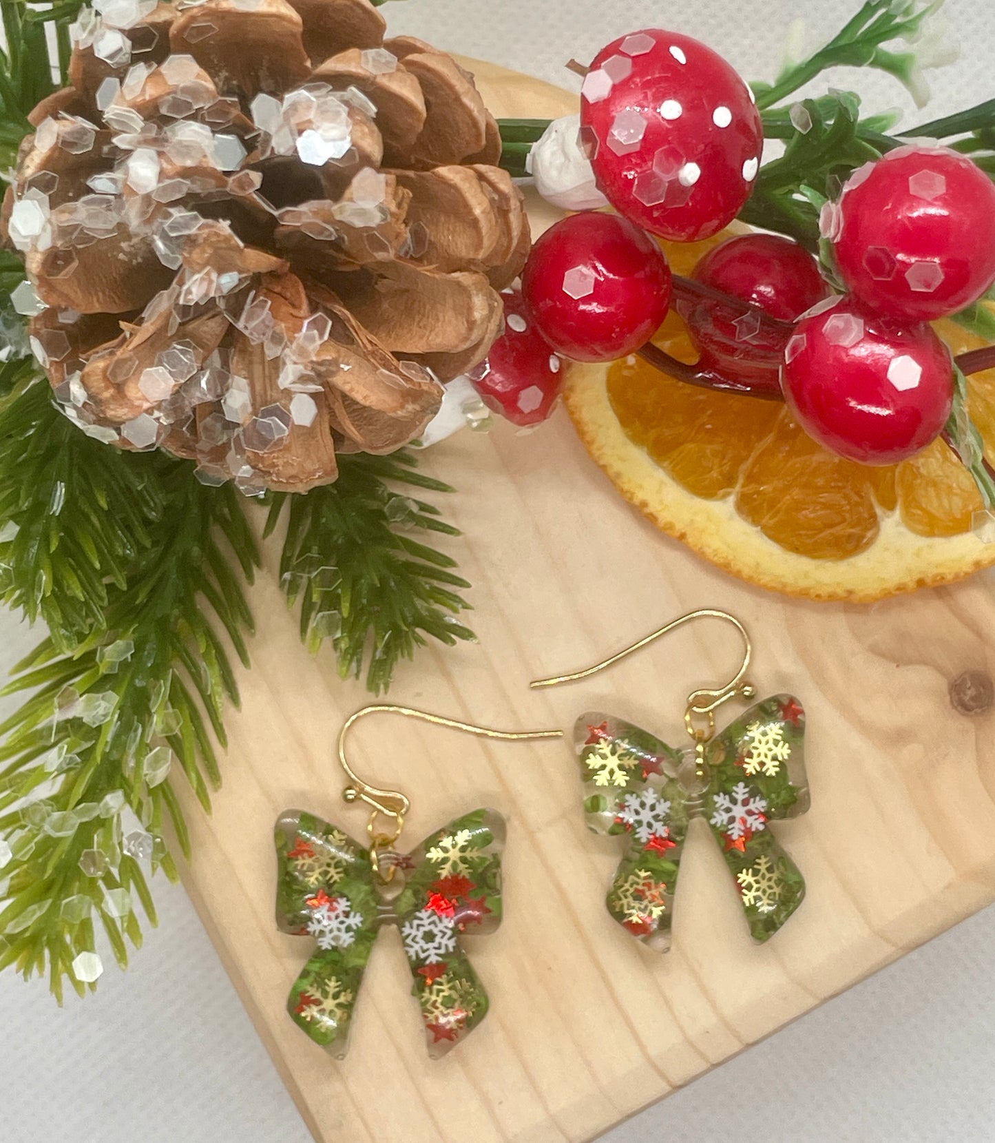 Christmas bow earrings